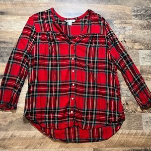 V-Neck Button Up Flannel